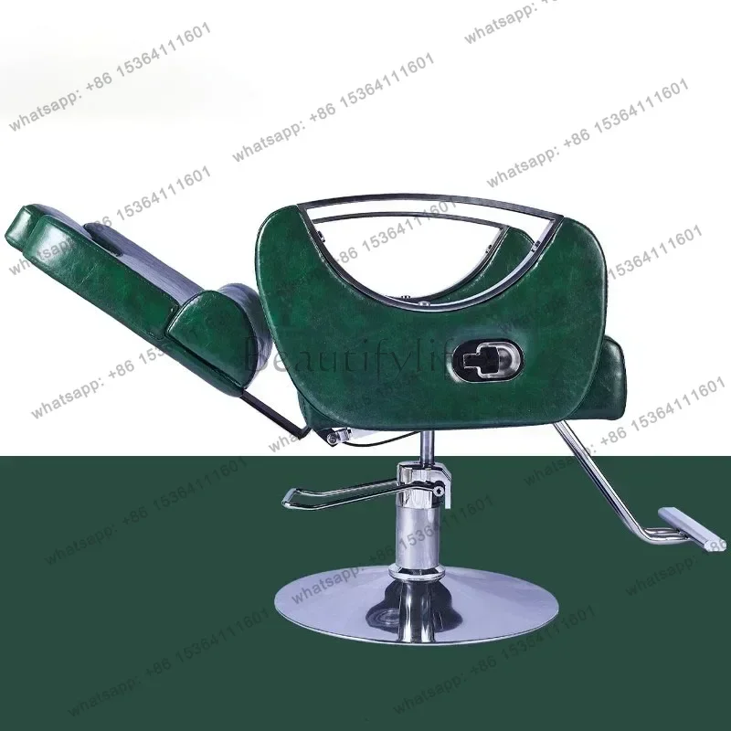 Men Folding Barber Chair Modern Salon Classic Nordic Aesthetic Chair Swivel Armrest Comfortable Cushion Cadeira Furniture 6