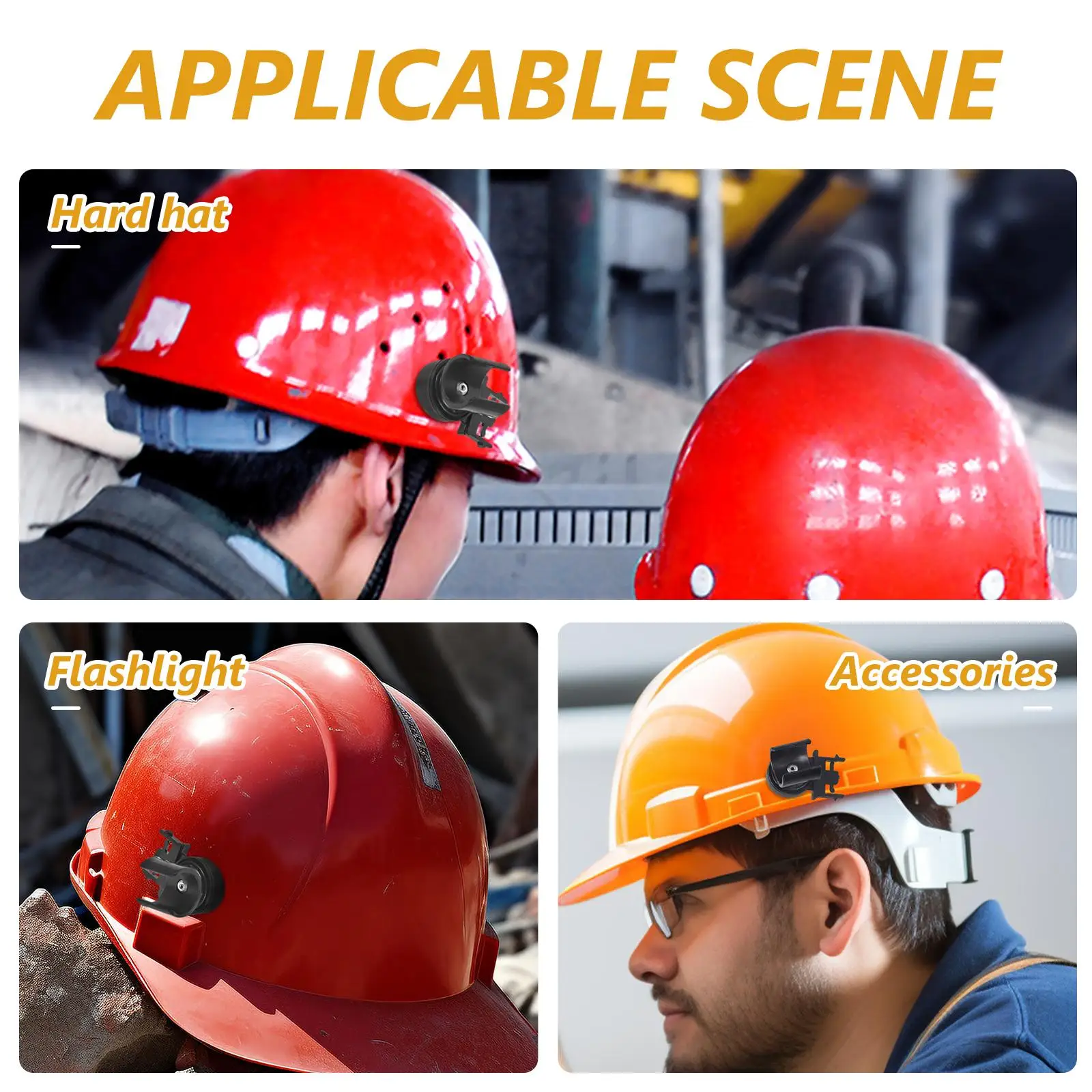 Hard Hat Flashlight Holder Clips Black for Full Brim Stand Headlamp Strap Lightweight Comfortable
