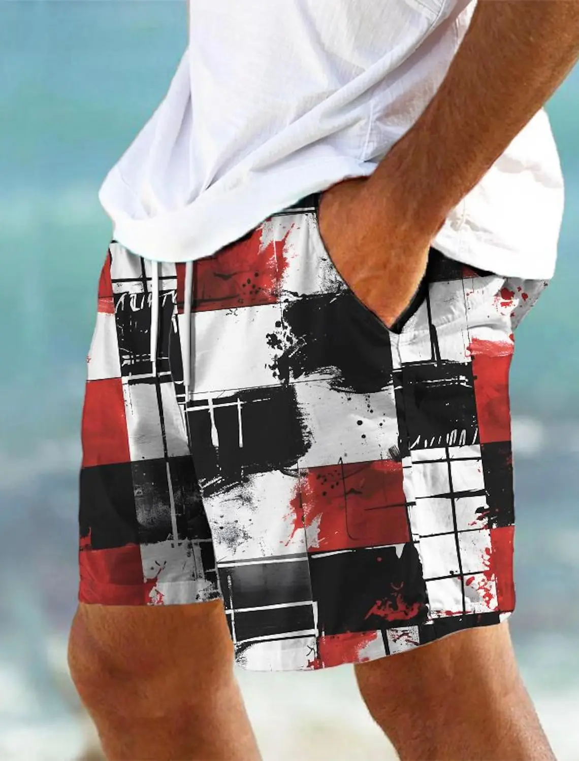 2024 Surf Volleyball Drawstring Boxers Summer Men's Color Block Breathable Swim Trunks Shorts Sexy Low-rise Casual Board Shorts