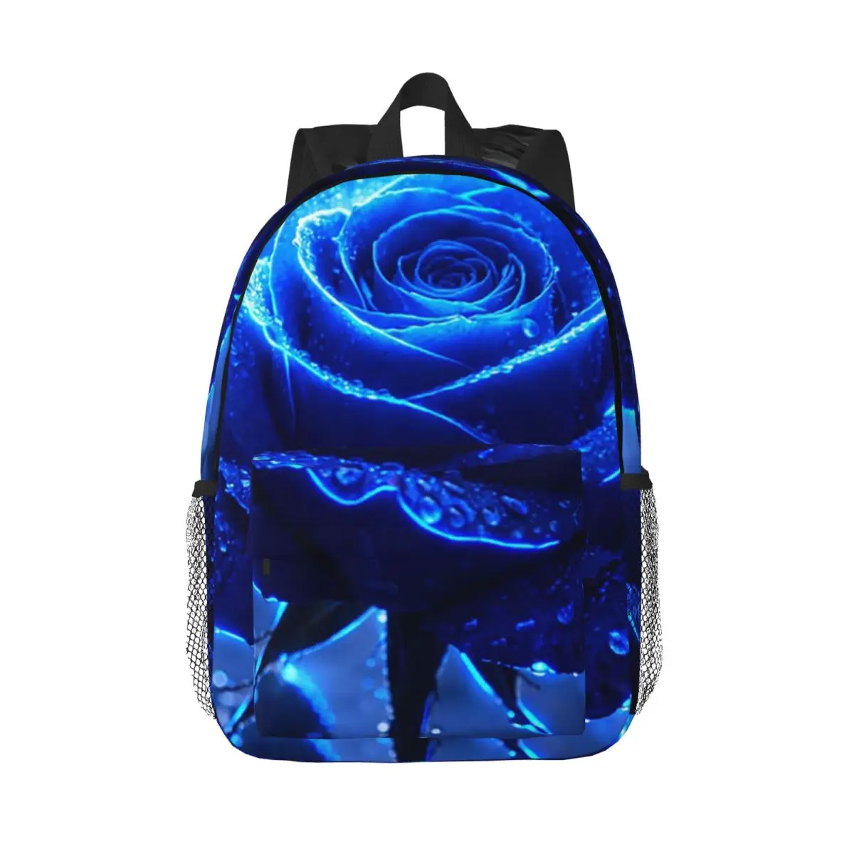 

Glowing Blue Rose Backpack Daypack Large Capacity Boys Girls BookBag Shoulder Bags for Men Women Children School Bag