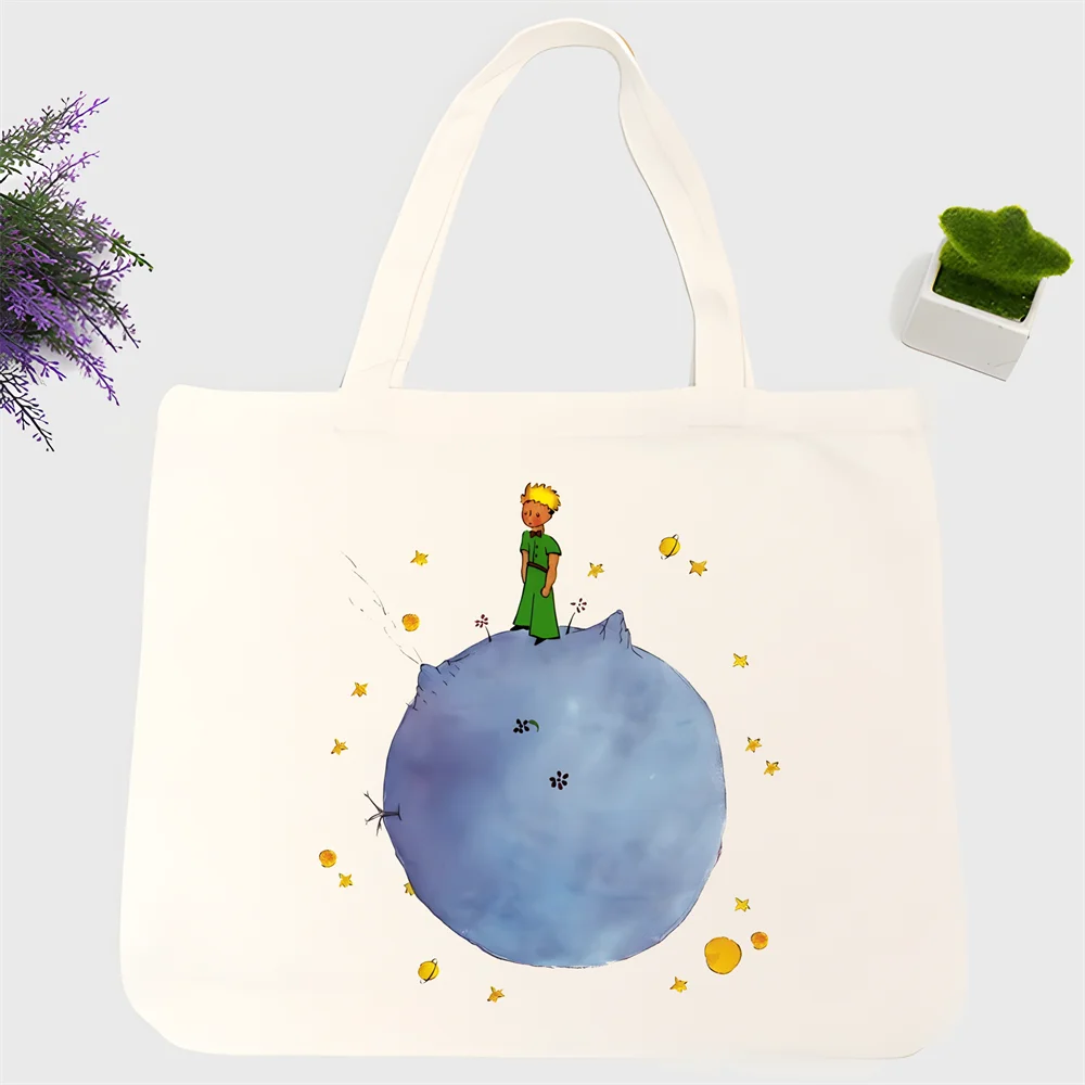 Милые холщовые сумки-тоуты Little Prince Y2K Art в стиле Харадзюку, холщовые сумки унисекс, сумки для покупок с принтом, Повседневная Складная Сумка через плечо