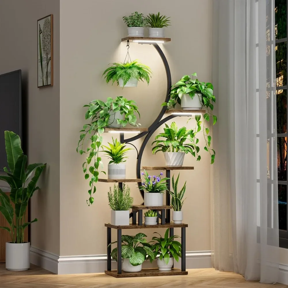 Indoor plant stand, 8 layer house plant stand for indoor plants, metal plant flower stand, S-shaped household plants stand