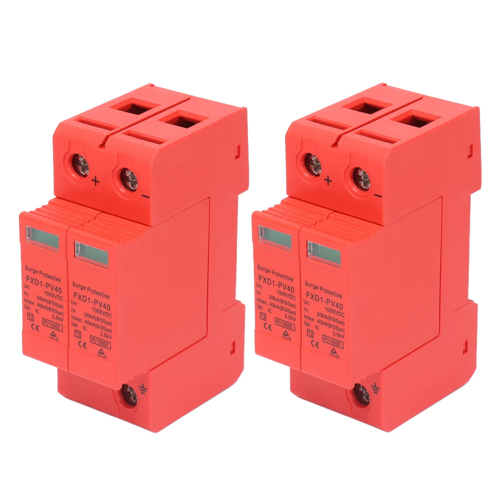 2Pcs DC 500V/DC 750V/DC 1000V SPD Protective Devices DC Photovoltaic Arrester 2P 40KA FXD1‑PV40