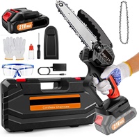 Portable Mini 6-inch Cordless Chainsaw with 3000mAh Battery, Brusheless Motor Powerful Chainsaw 5300rpm, with 2 Chains