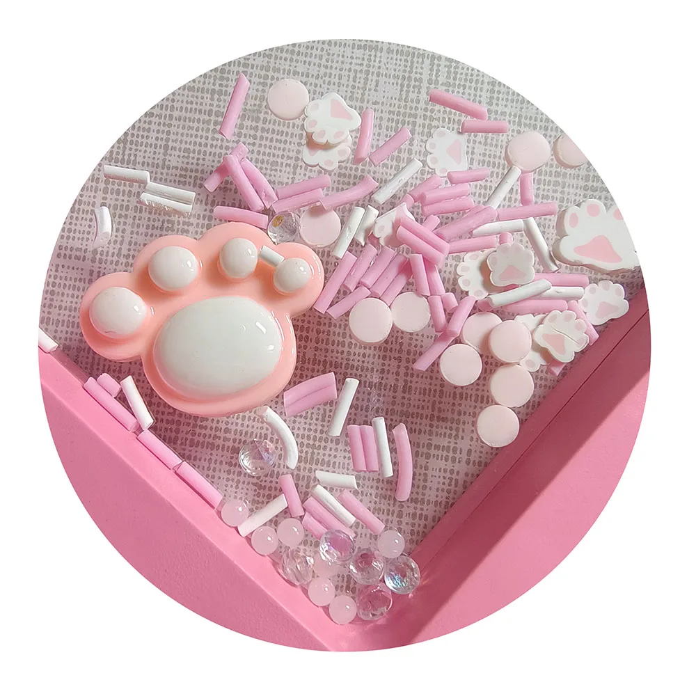 Cat Paw Pink Slices Polymer Hot Clay Sprinkle Scrapbooking Nail Art Decoration DIY Crystal Slime Filling Accessories