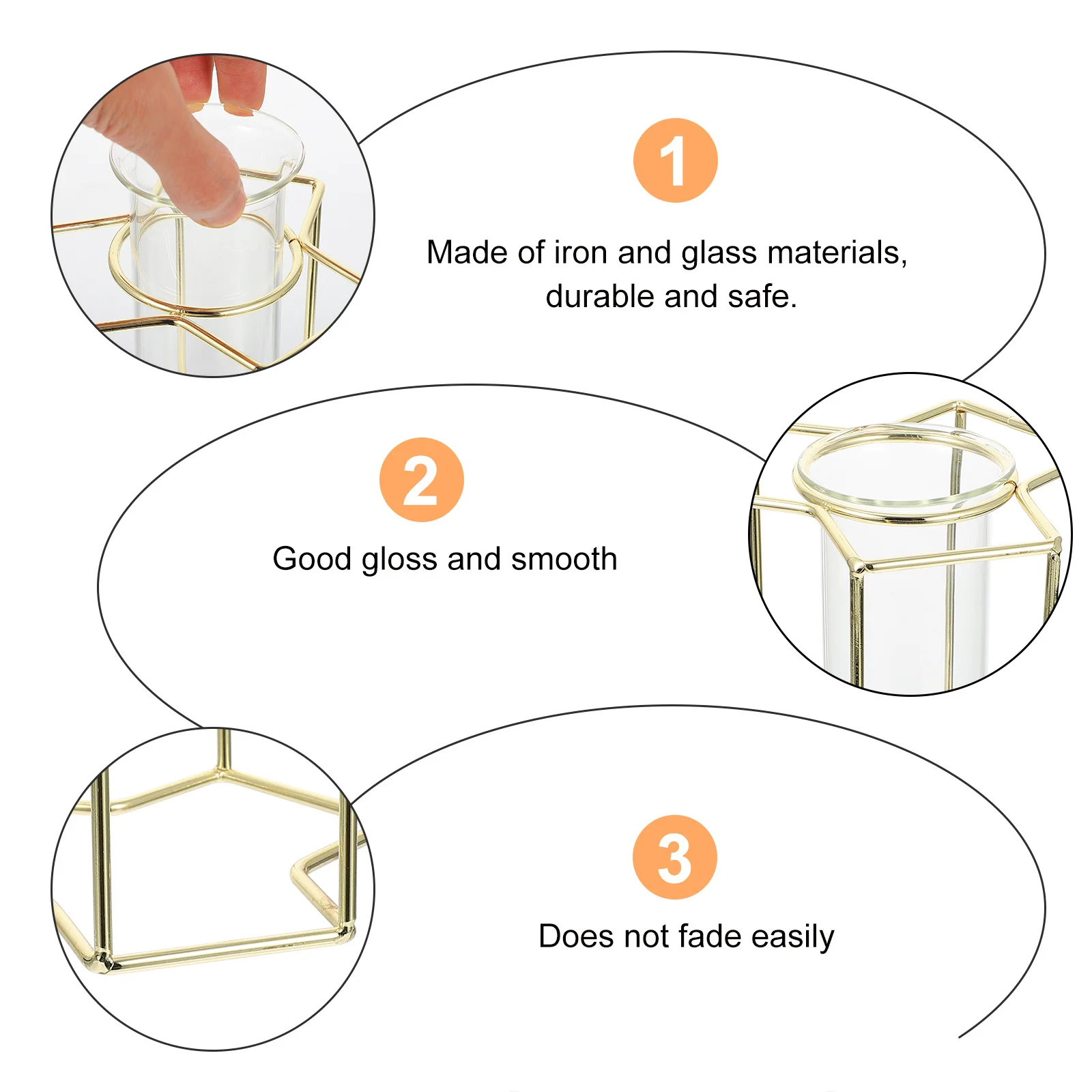 

Flower Pot Hydroponic Vase Ornament Metal Rack Tube Green Plant Container Planter