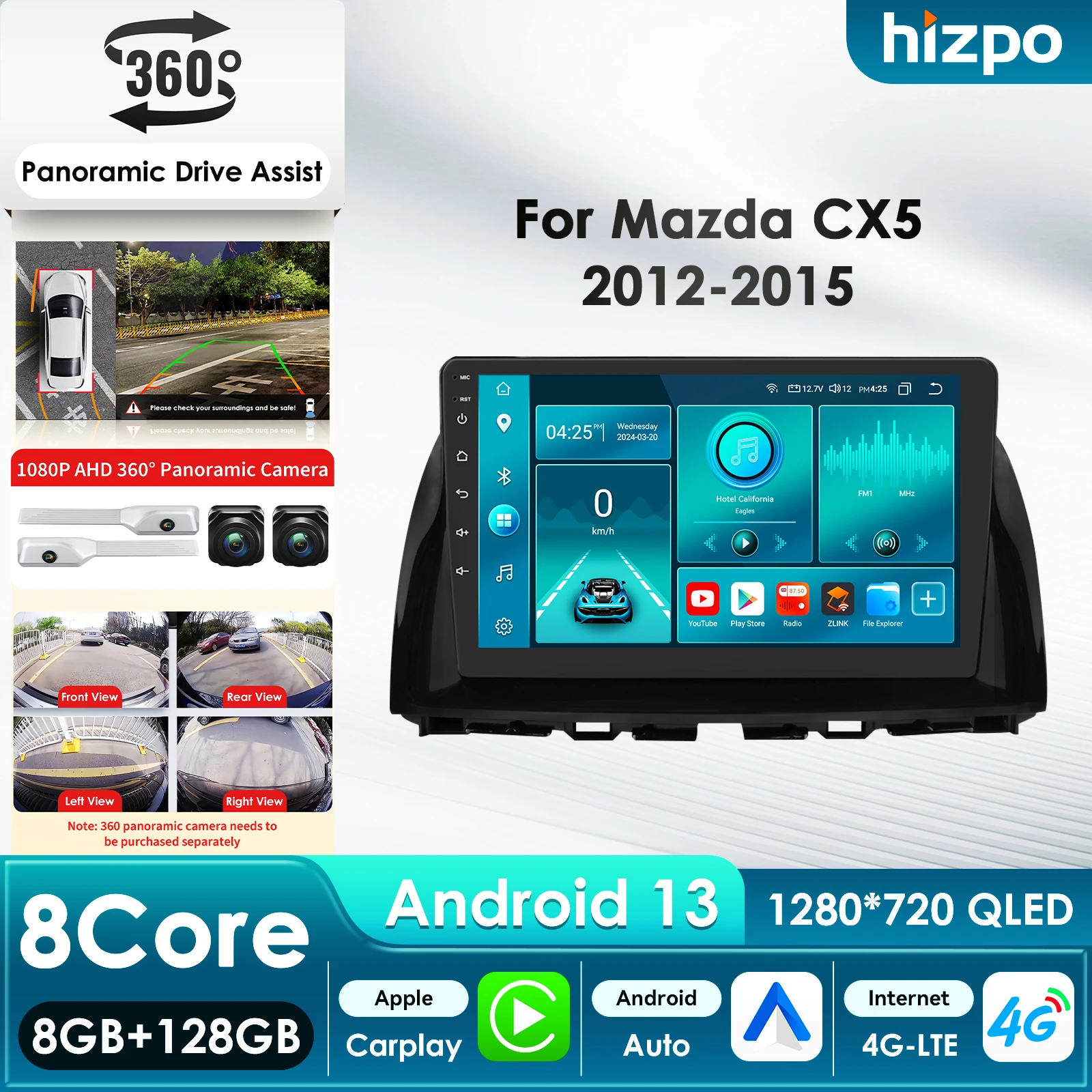 Hizpo 8Core  Car Multimedia Player for  Mazda CX5 CX-5 CX 5 2012 - 2015 Carplay 4G Autoradio RDS GPS 4G-LTE WiFi AI Intelligent