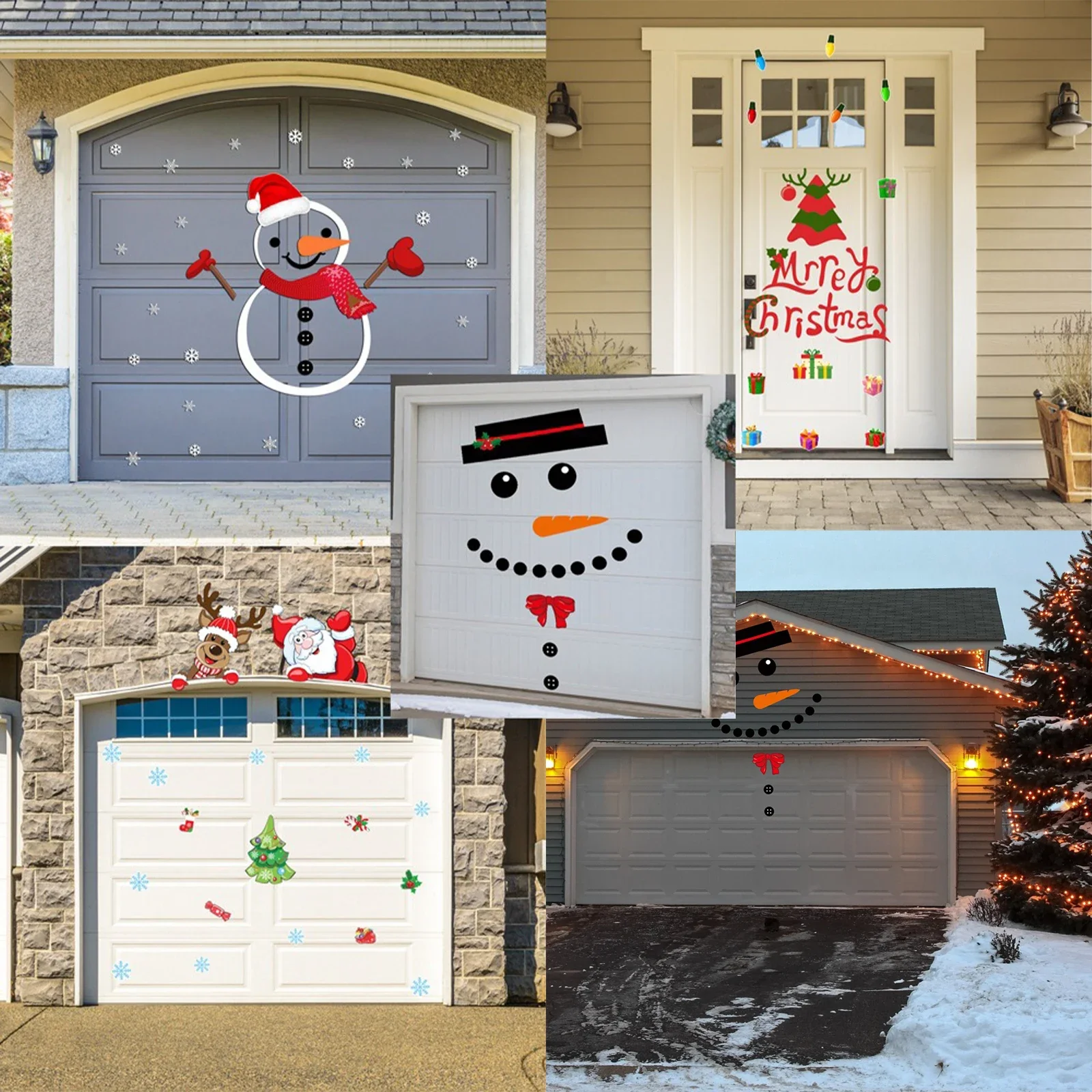 Christmas Garage Door Sticker Santa Claus Elk Snowman Marry Christmas Holiday Decoration Garage Door Wall Stickers Navidad Decor