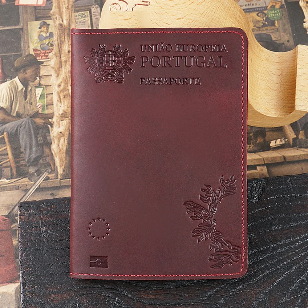 100% Genuine Leather Portugal Passport Cover For Portuguese Credit Card Holder Passport Case Unisex Travel Wallet