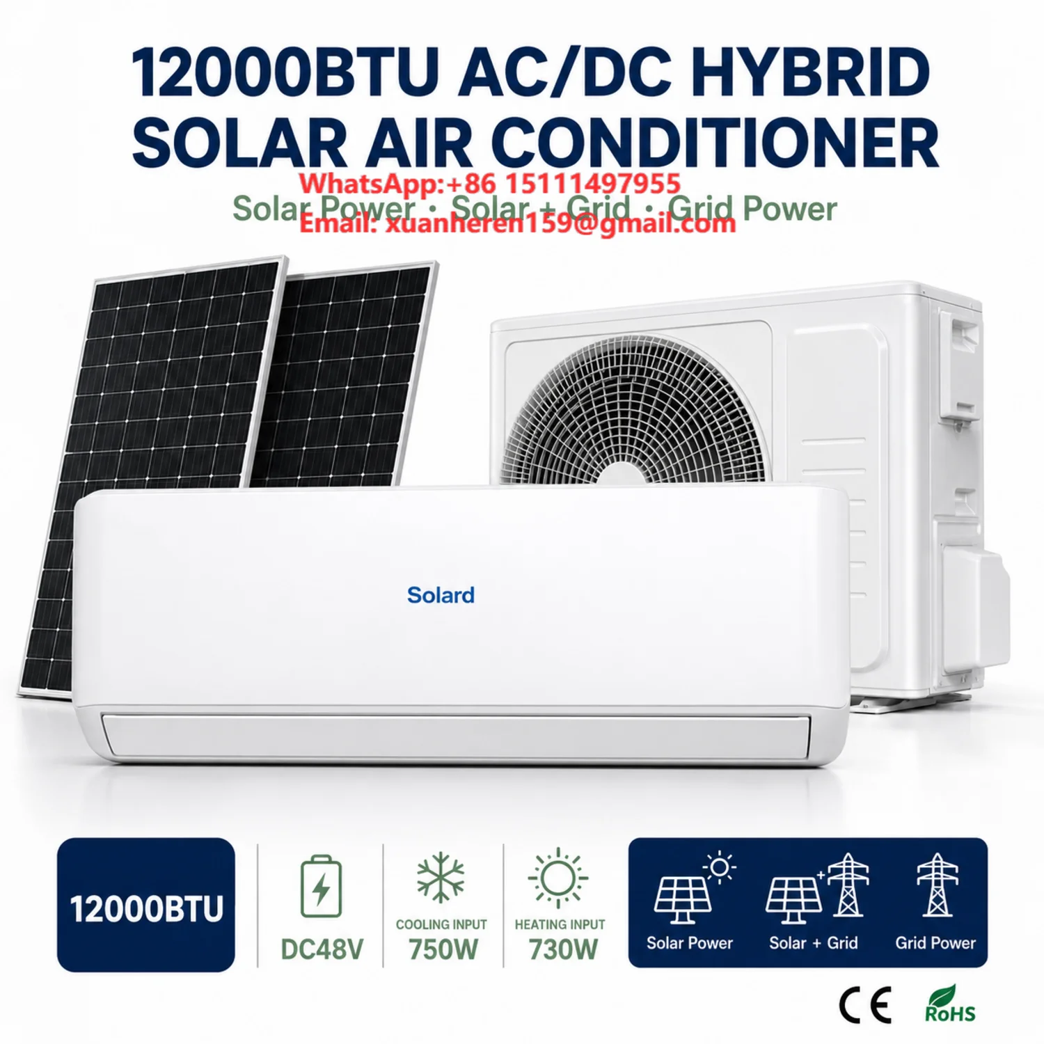 Hybrid Solar Inverter - Hybrid Solar Air Conditioner 12000BTU DC