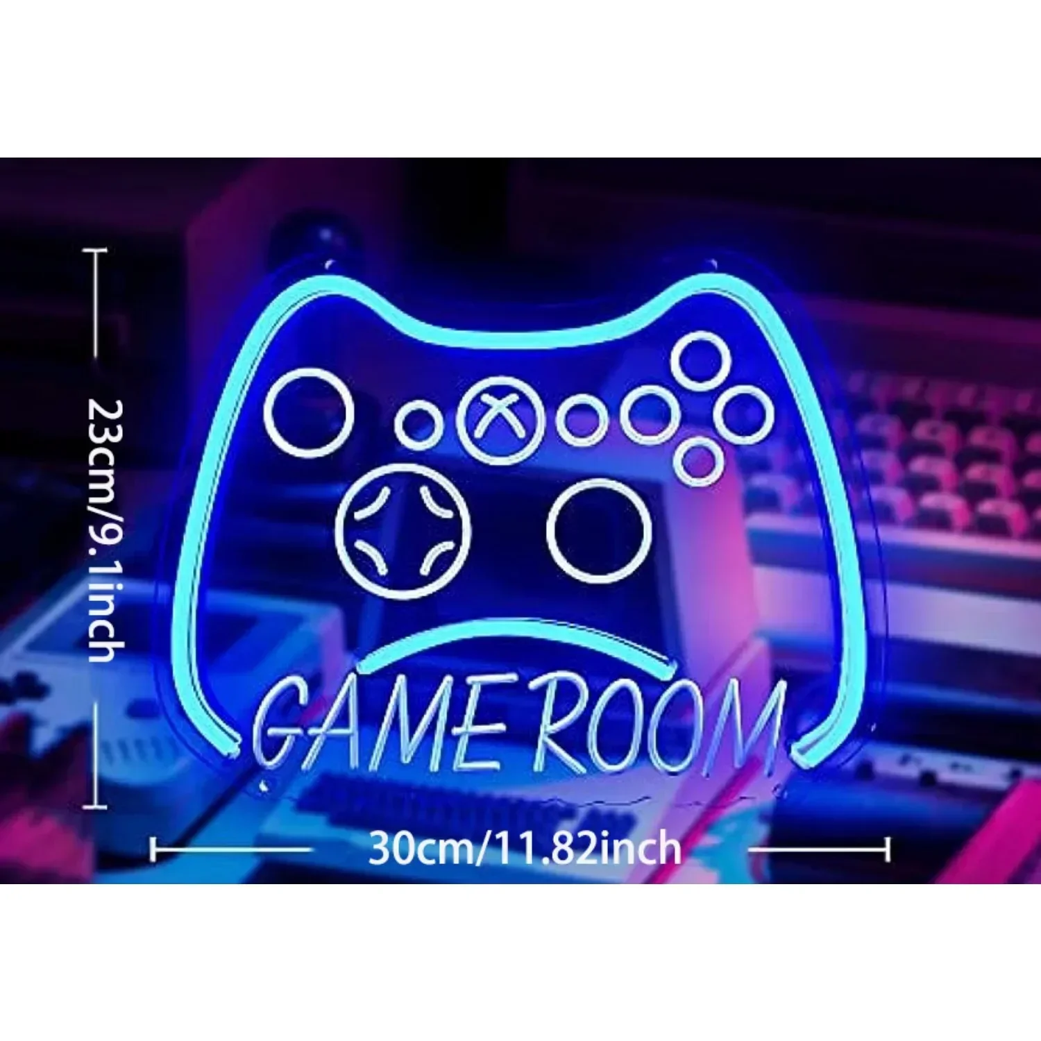 غرفة الألعاب كبيرة LED النيون تسجيل ضوء النيون جدار ديكور فني لغرفة الألعاب غرفة نوم مقهى غرف معيشة بار هدايا الحفلات USB عكس الضوء #2