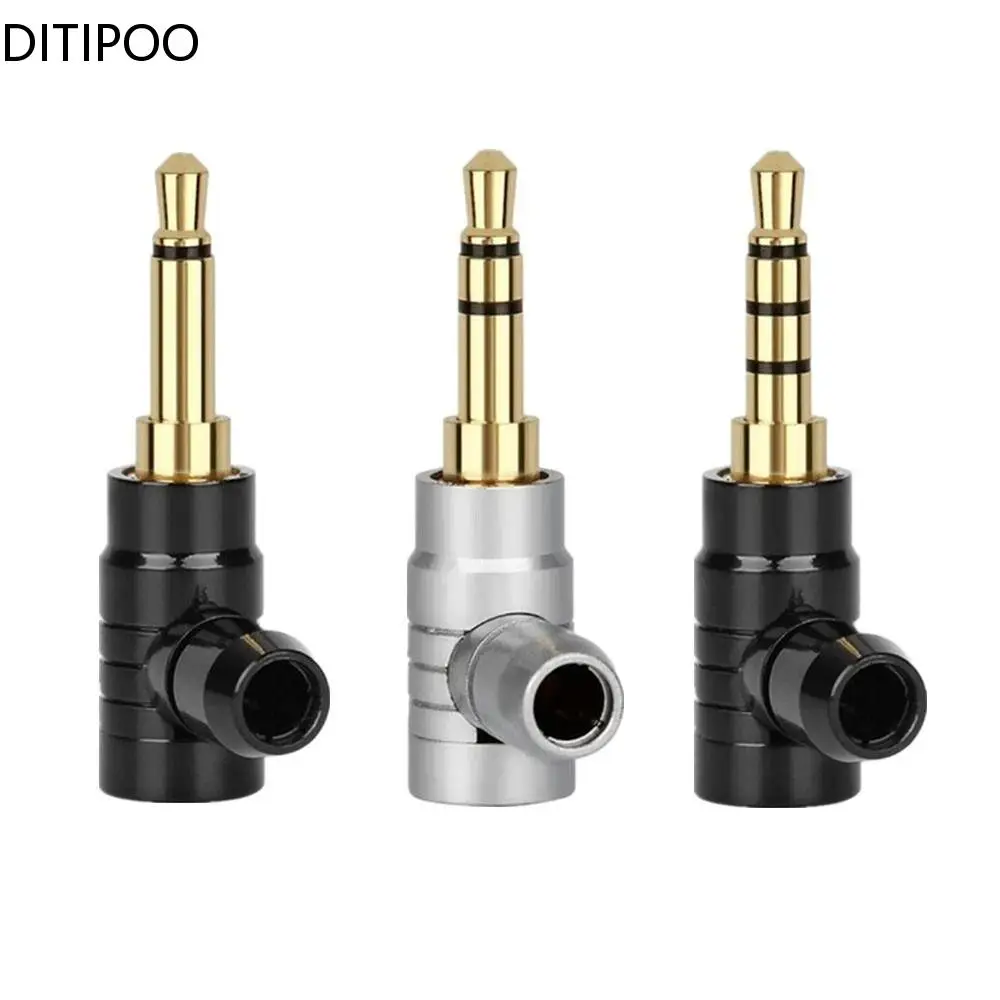 

90 Degree 2 3 4 Poles Jack 3.5mm Connector Headphone Plug Conector L Type Gold Plated Copper Audio Adapter Amplifier Wire ID 4mm