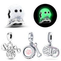 2024 New in Glow-in-the-dark Boo Ghost Charm Beads Fits Bracelets Necklace Women Luxury Firefly Pendants Bead Jewelry Party Gift