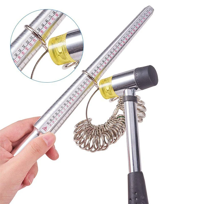 Professional Ring Enlarger Stick Mandrel Handle Hammers Ring Sizer Finger Measuring Stick for DIY Jewelry Making Measuring Tools