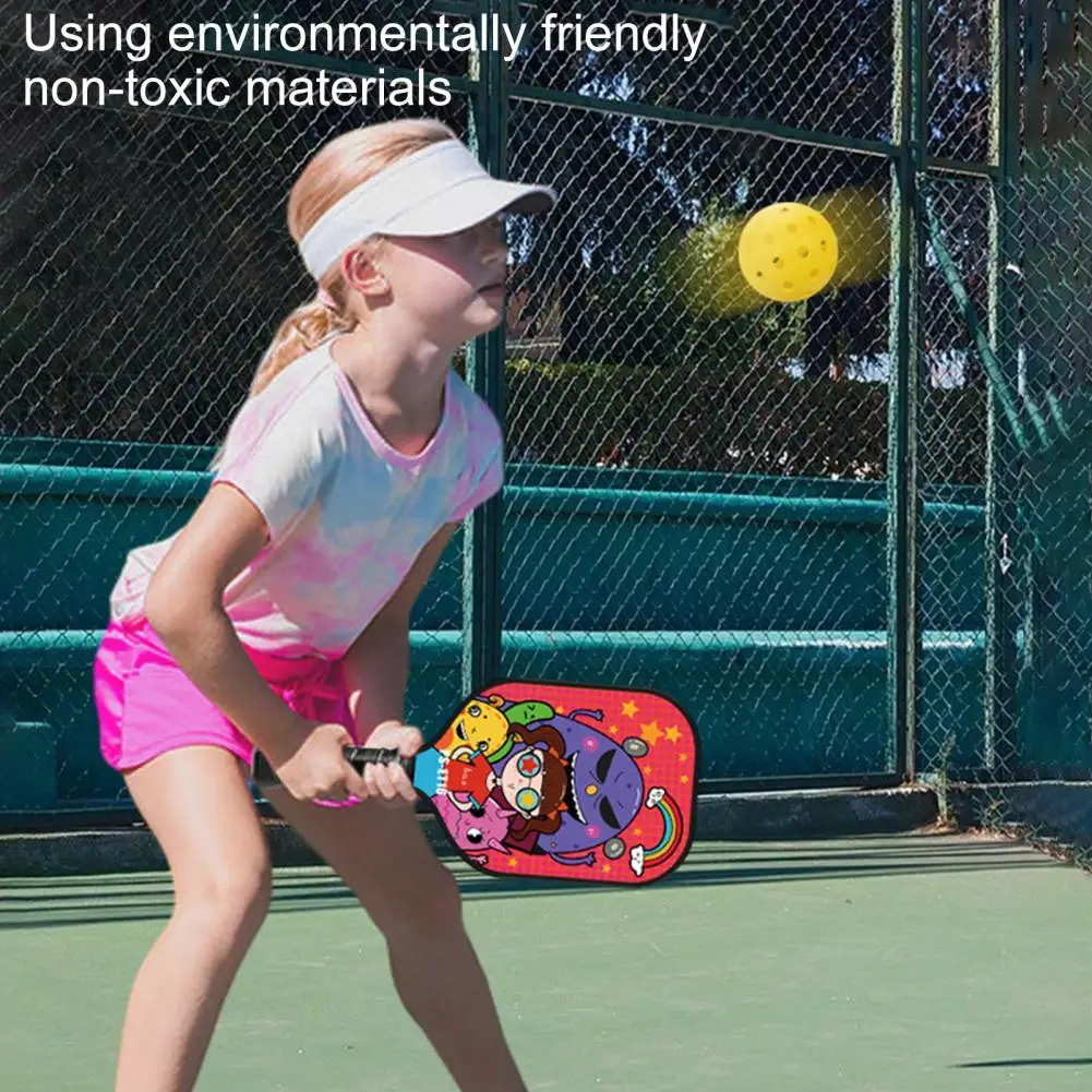 

Children Pickleball Paddle Children's Cartoon Print Pickleball Paddle Set with 2 Balls Lightweight Glass Fiber Racket for Kids