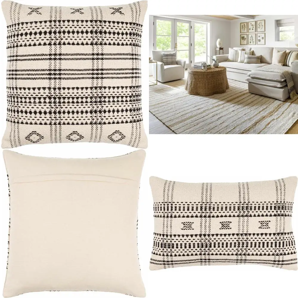 

Decorative Throw Pillow Cover with Goose Feather Insert - Cream Sofa Couch Cushion Cover for Stylish Home Decor