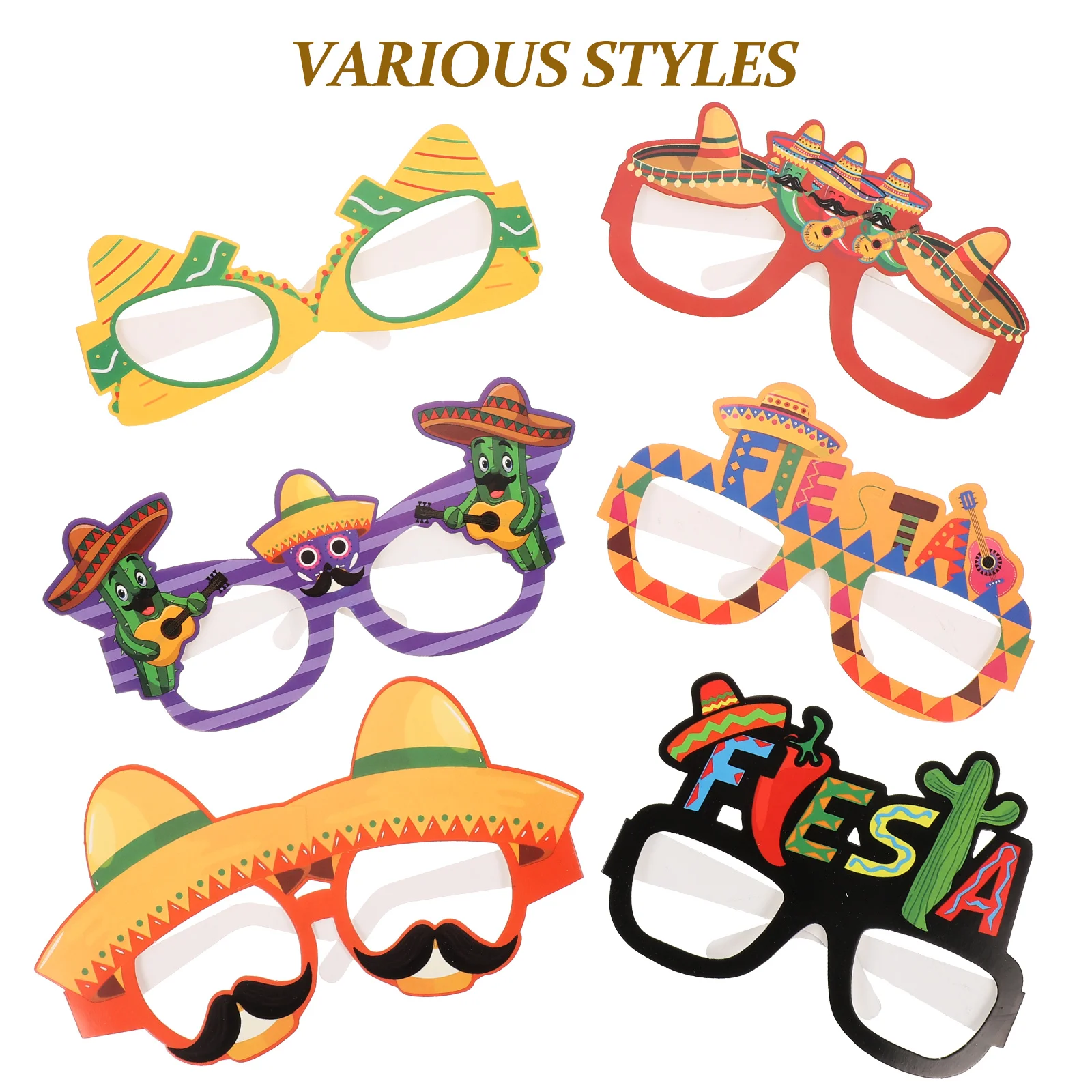 

12pcs Paper Glasses Mexican Themed Eyeglasses Fiesta Party Decoration Funny Frames Adult Wear Carnival Supplies