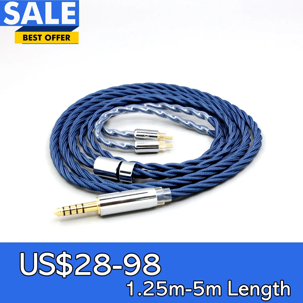 

99% Pure Silver OCC Graphene Alloy Full Sleeved Earphone Cable For 0.78mm 2pin IEM West W4r UM3X UM3RC JH13 LN008620