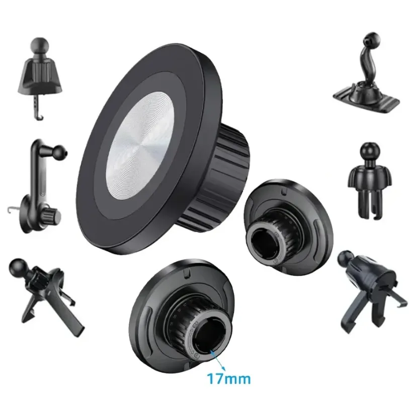 Magnetic Phone Holder Parts for MagSafe iPhone 17-12 Samsung Xiaomi for 17mm Ball Head Desktop CD Pattern Holder/Air Outlet Hook