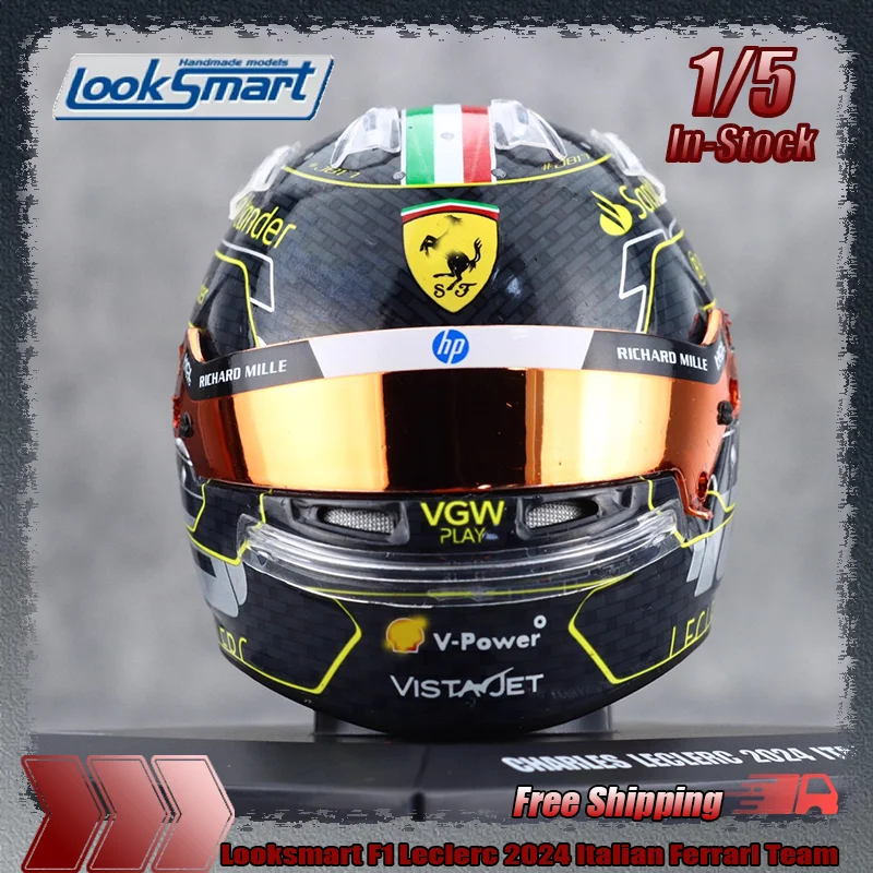 

New Stock Looksmart F1 1:5 Leclerc 2024 Italian Ferrarl Team Resin Miniature Helmet Model Custom Collectible Toys Gifts Ornament