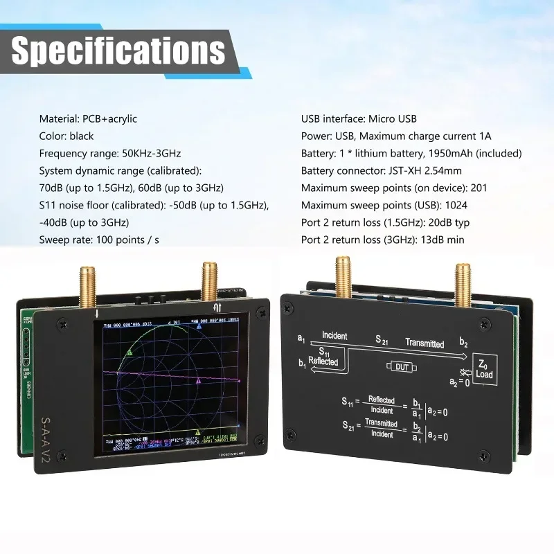 3G Vector Network Analyzer S-A-A-2 NanoVNA V2 Antenna Analyzer Short-wave HF VHF UHF