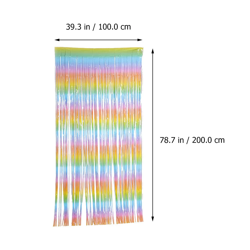 1Pcs Macaron Rain Silk Curtain Colorful 2m Gradient Photo Prop Stage Decoration Background Wall Door Window Party Festivals