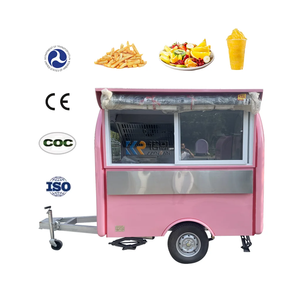 

Custom Moblie Street Snack Food Cart Mobile Kitchen New Arrive Hot Sale Food Truck Coffee Ice Cream Trailer With Sliding Window