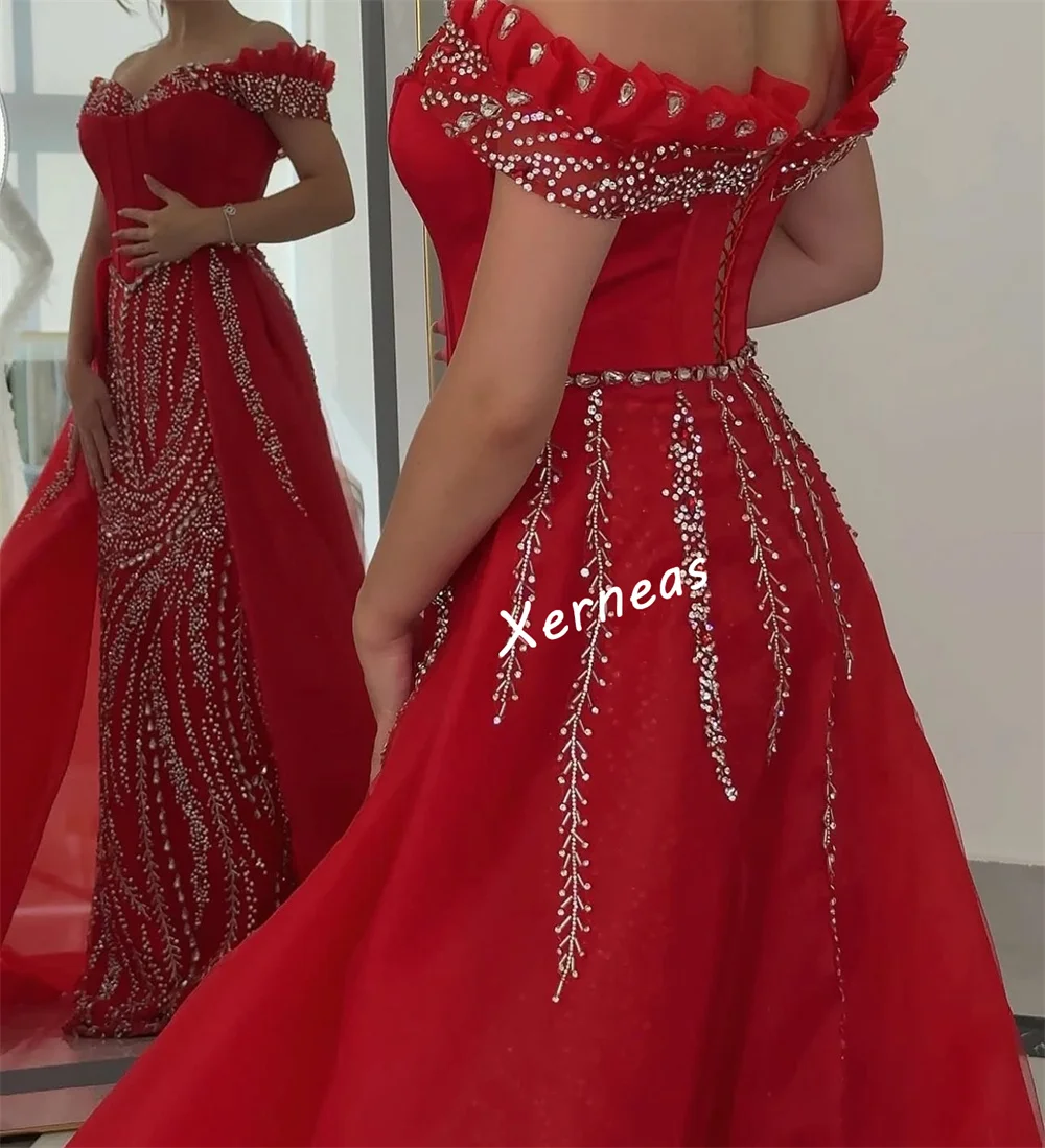 Customized Jersey Pleat Rhinestone Off-the-shoulder Long Dresses Bespoke Occasion Luxury Woman Elegant Party Wedding Sparkle 3