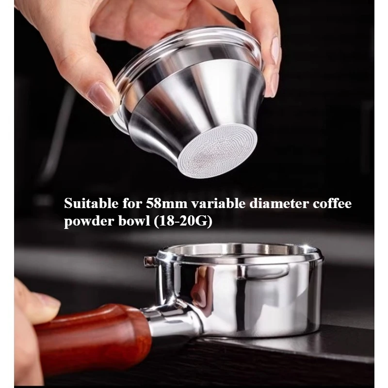

Applicable To Variable Diameter Powder Bowl 58mm Slow Low Speed Stainless Steel Coffee Powder Bowl Filter Coffee Machine
