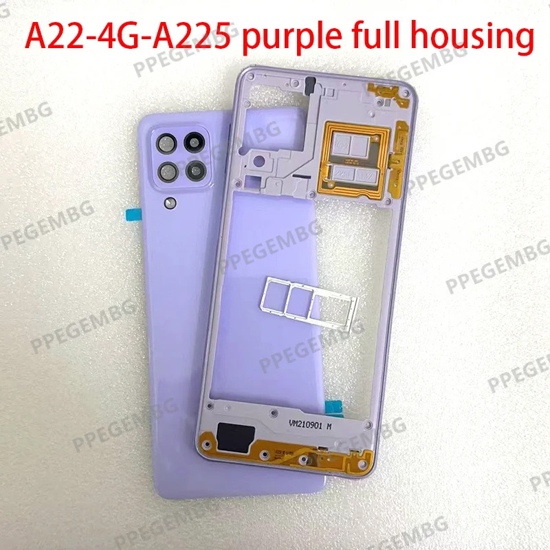 NEW A22 4G For Samsung Galaxy A225 A22 4g Phone Housing Rear Door Battery Back Cover Middle Frame Case Plate Bezel Sim Slot Tray