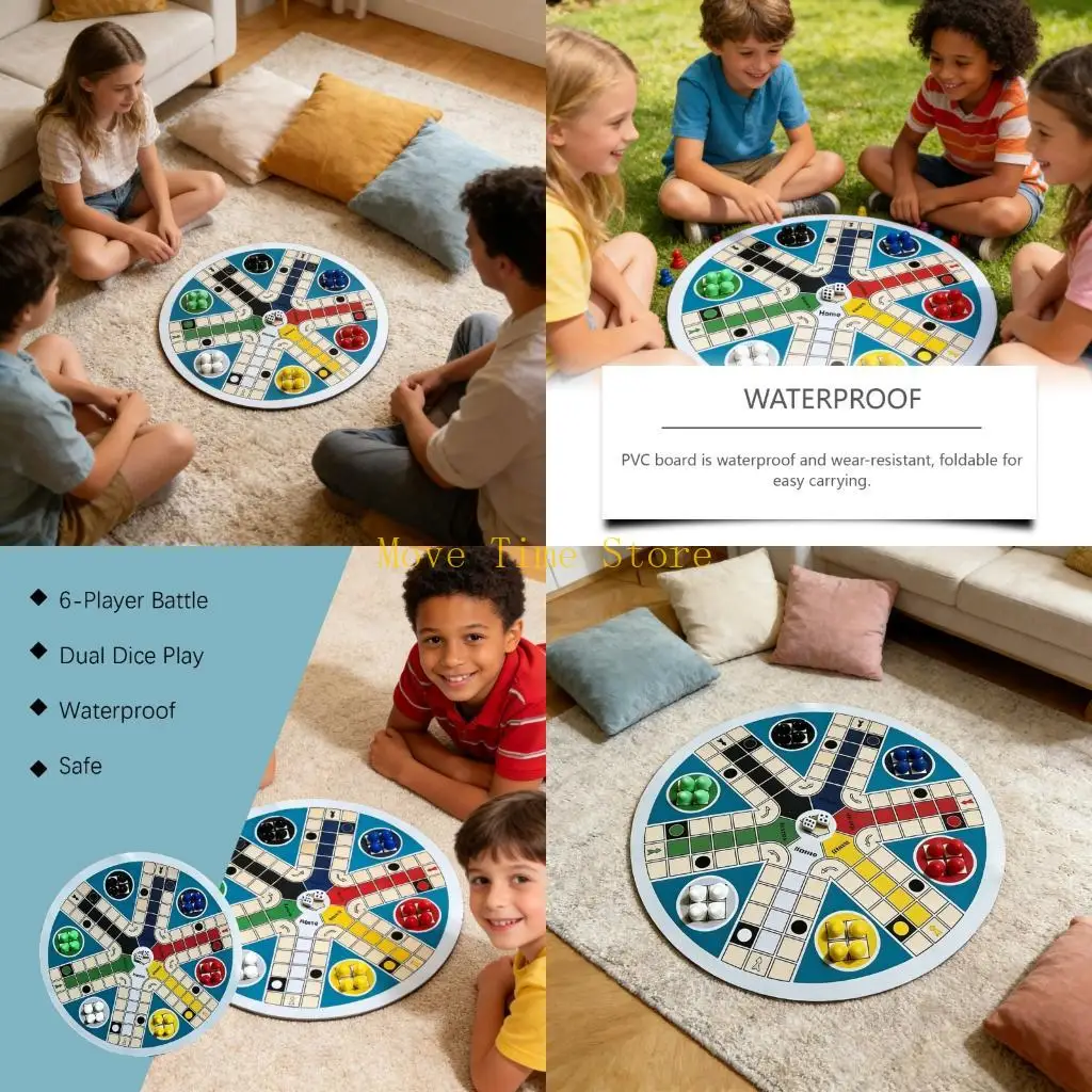 

92ME Portable 6 Person Flying Chesses Board Game Round Chesses Board Folding Strategy Toy
