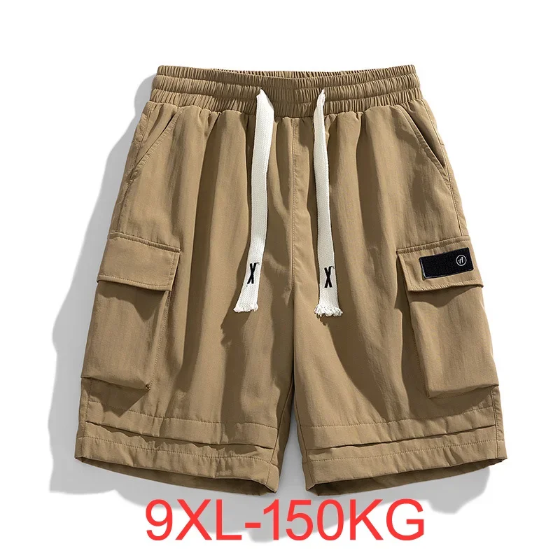 2024 Summer Multi Pocket Plus Size 9XL Loose Breathable Shorts 8XL 7XL Casual Straight Youth Trendy Sports Shorts for men 150KG