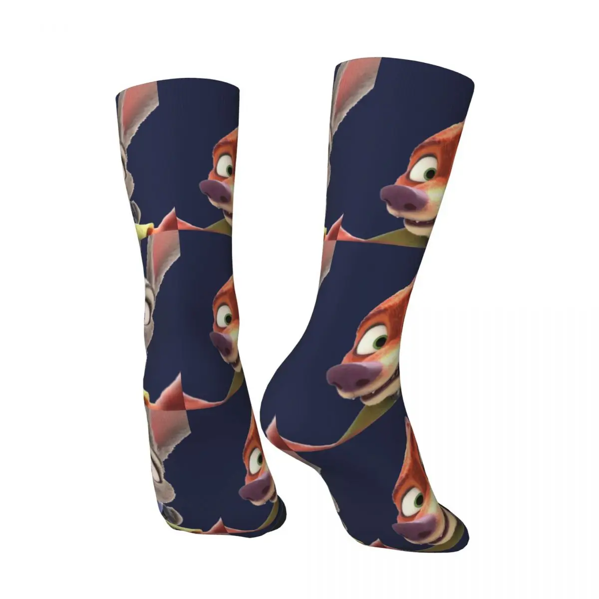 Crazy compression Judy And Nick Sock for Men Vintage Disney Zootropolis Film Seamless Pattern Crew Sock Novelty