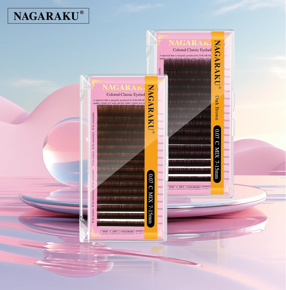 NAGARAKU Braune Wimpern Einzelwimpern-Make-up 16 Reihen Braune Farbe Hochwertig Super Weich Natürlich Synthetisches Nerzhaar – Detail 1