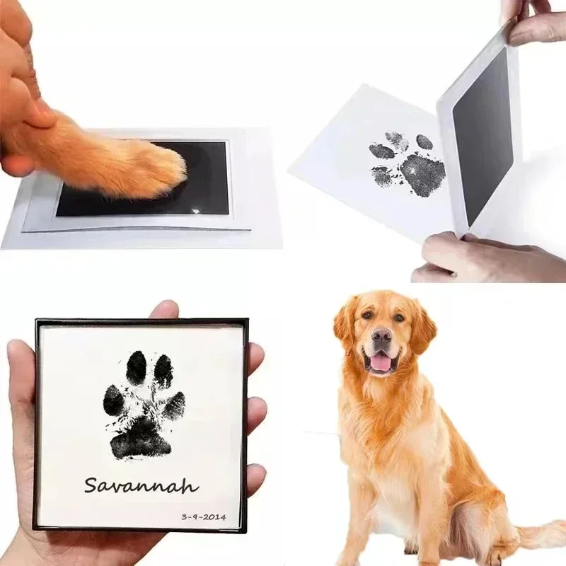 Safe Non-Toxic Baby Footprints Handprint No Touch Skin Inkless Ink Pads Kits Dog Cat Footprint Wash Free DIY Pet Souvenir