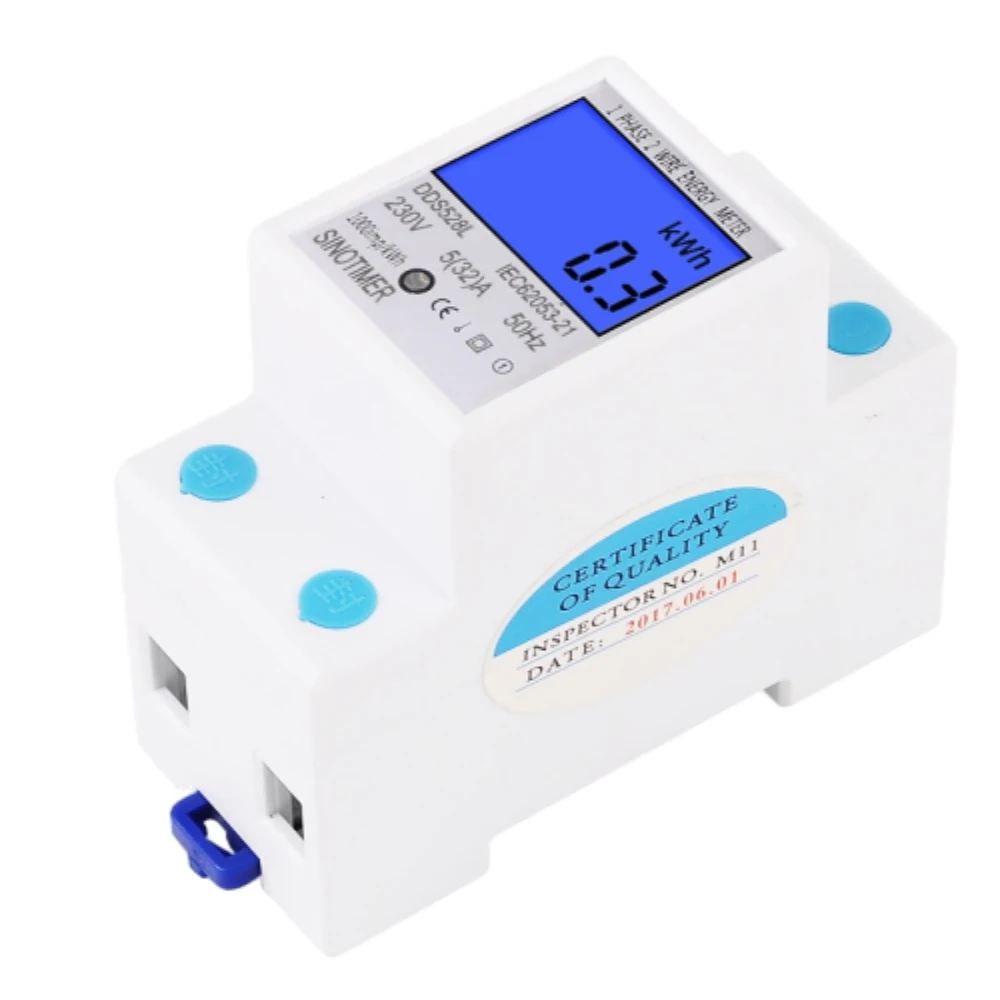 DDS528L Energy Meter LCD Digital Display Power kWh Consumption Meter Multifunction 1 Phase 2 Wire Energy Meter with Backlight