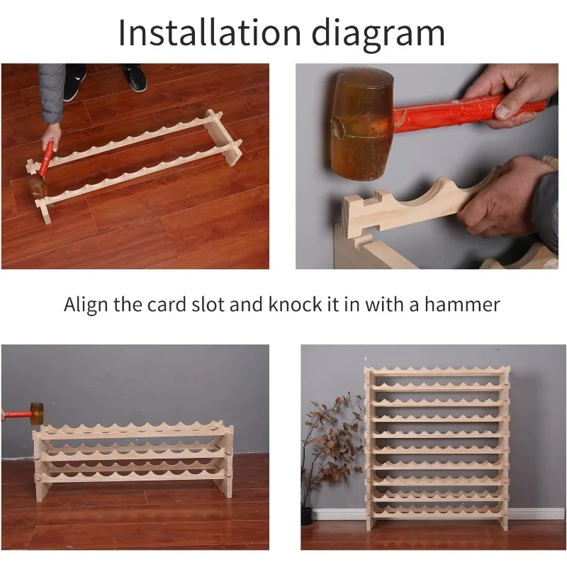 Wine Rack Solid Wood Stackable Storage Wooden Wine Rack Wine Cabinet (60 Bottles, Natural Color)