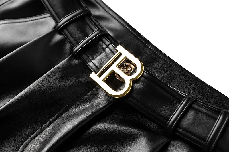 TIFICY High Street Hot Shorts Women's Summer New Belt Buckle Strap PU Leather Shorts Pants  Women Clothing