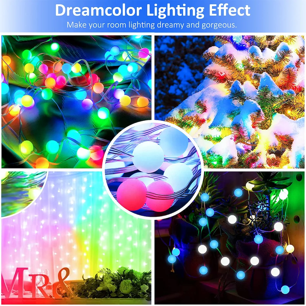 YYHC Atacado WS2811 RGB Full Color Programável LED Pixel String Lights À Prova D 'Água Cuttable Inteligente Natal Ao Ar Livre Point Lig