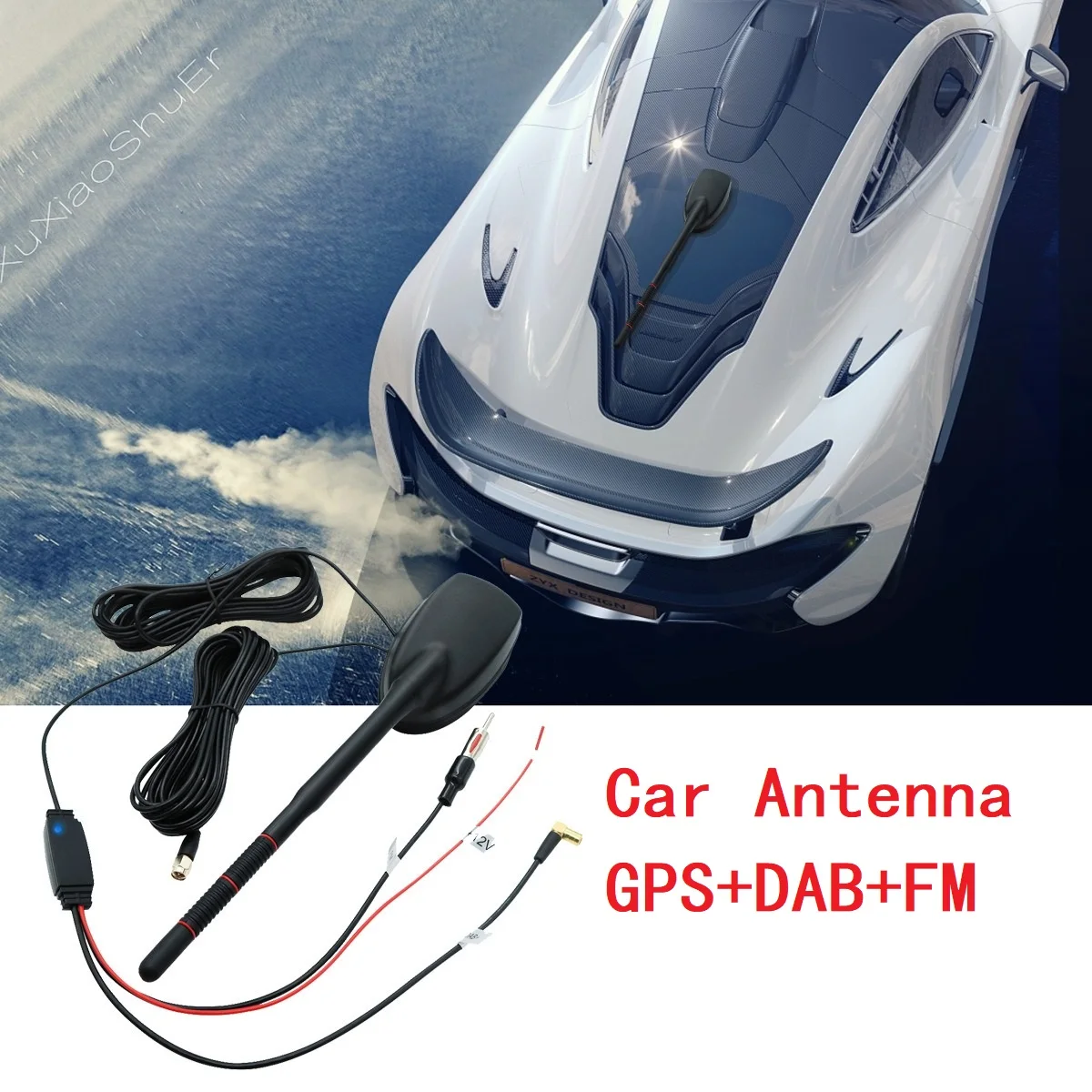 

3-in-1 GPS DAB+ FM Car Antenna with Active Amplifier - High Gain Signal Booster for Auto/Truck/Van Radio Stereo Reception