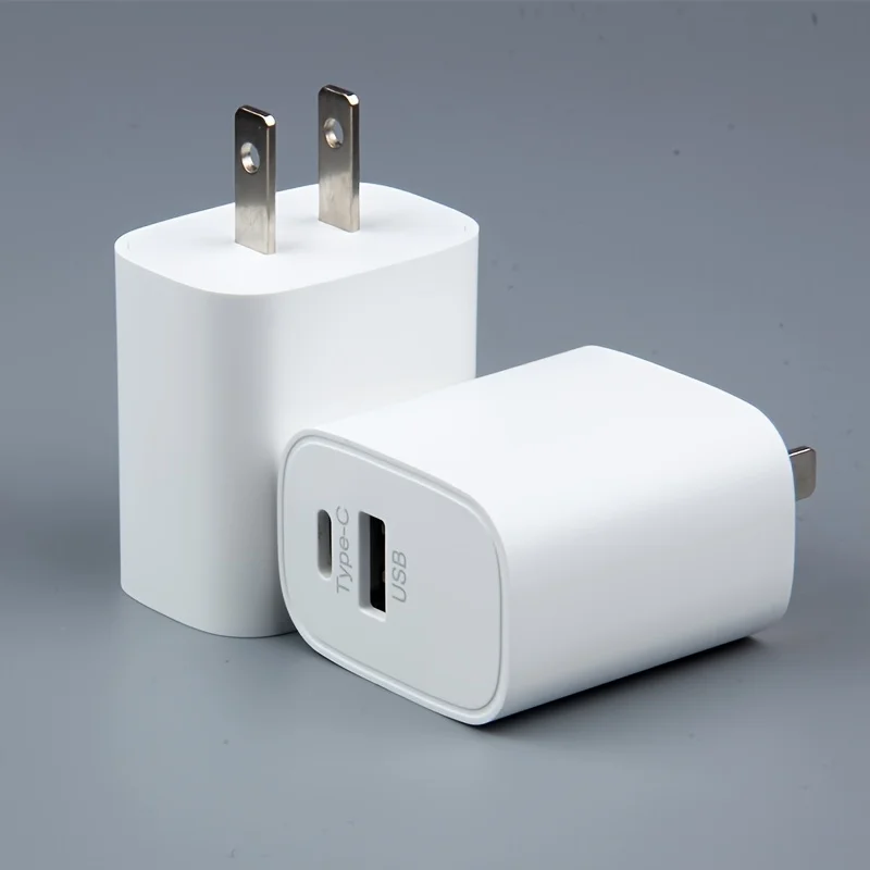 2pcs Fast Charger Total 20W Adapter Wall USB Type C Port Fast Plug Fast Charging Suitable For IPhone Samsung