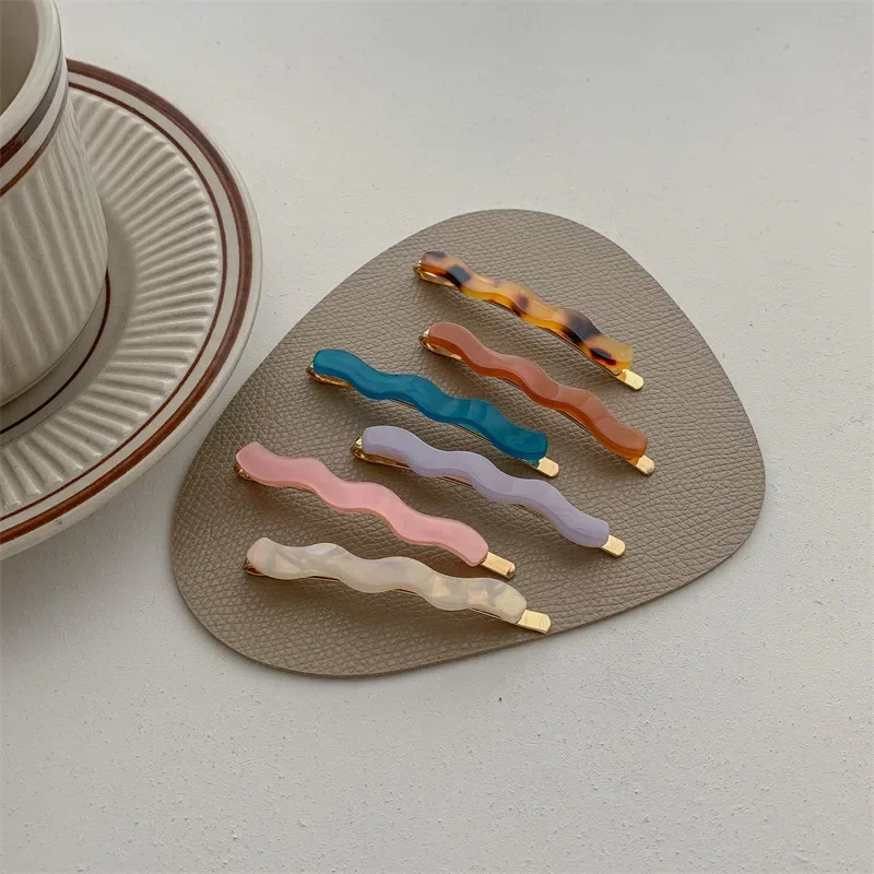 2pc Metal Colorful Acetate Solid Hairpin Hairgrip Hair Clips for Girls Women Kids Childs Vintage Crab for Gift Hair Accessories