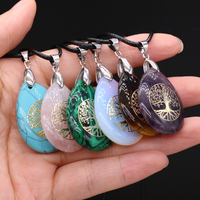 Natural Stone Lapis Lazuli Pendant Necklace 7 Chakras Reiki Heal Amethysts Turquoises Charms Necklaces for Women Men Jewelry