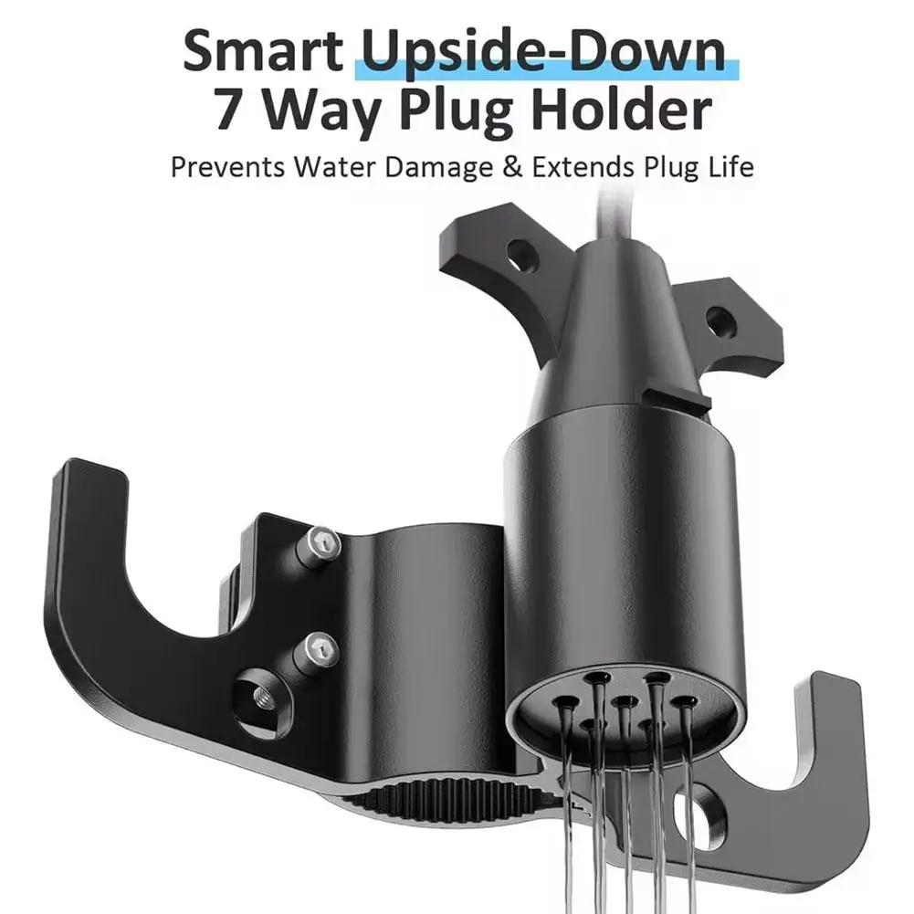 

Trailer Chain and 7-Way Plug Holder Aluminum Alloy Towing Cable Organizer All Mounting Hardware Included for Trucks Trailers RV