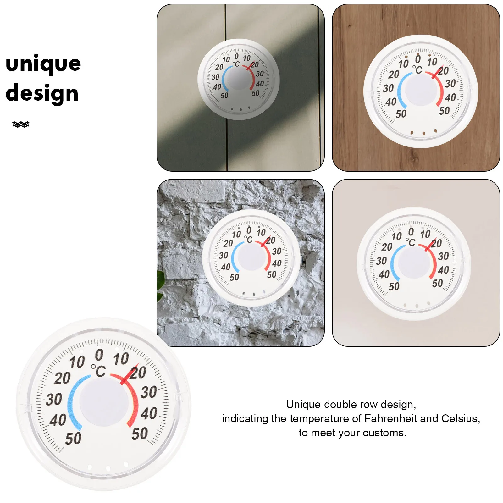 

3Pcs Vertical Indoor Thermometer Dual Scale Reading in Fahrenheit and Celsius Wood Base Hanging Temperature Monitor for Home and