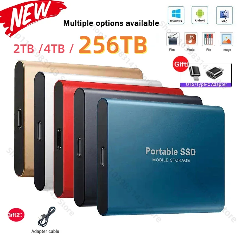 

Portable External SSD 2TB/4TB/256TB New High-Speed Hard Drive USB3.1 Type-C Solid State Disks for Laptops/Desktop/Mac/phone