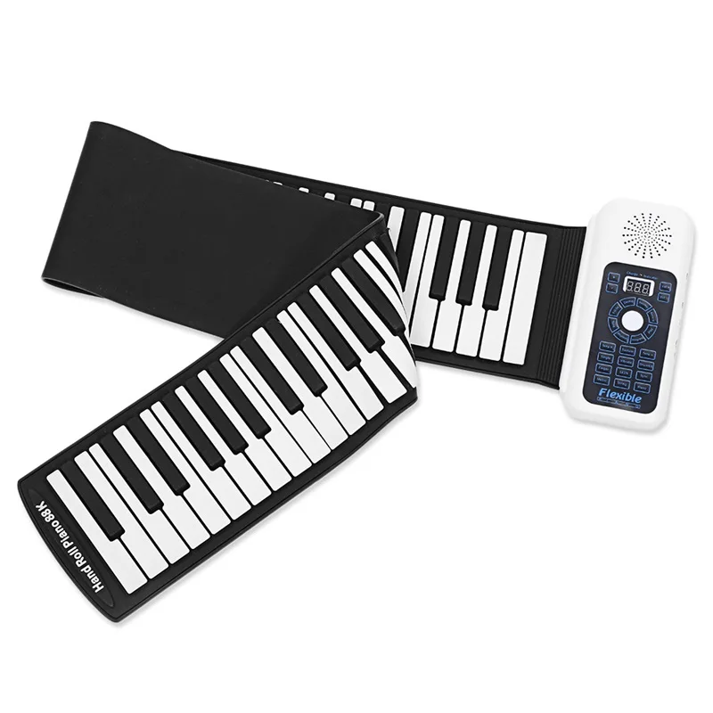 

Portable 88 Keys Roll-up Keyboard Piano With 128 Unique Tones Sustain Pedal Flexible Electronic Piano Instrument For Beginners