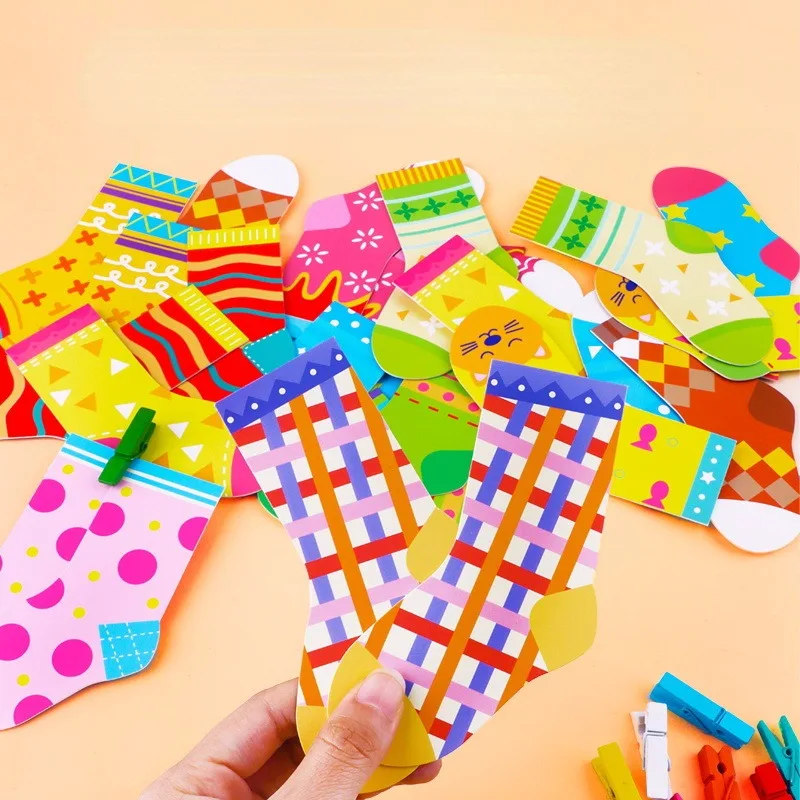 

Toddler Montessori Material DIY Toys Socks Colors Sorting Matching Games Kids Educational Learning Toy Preschool Teaching Aids