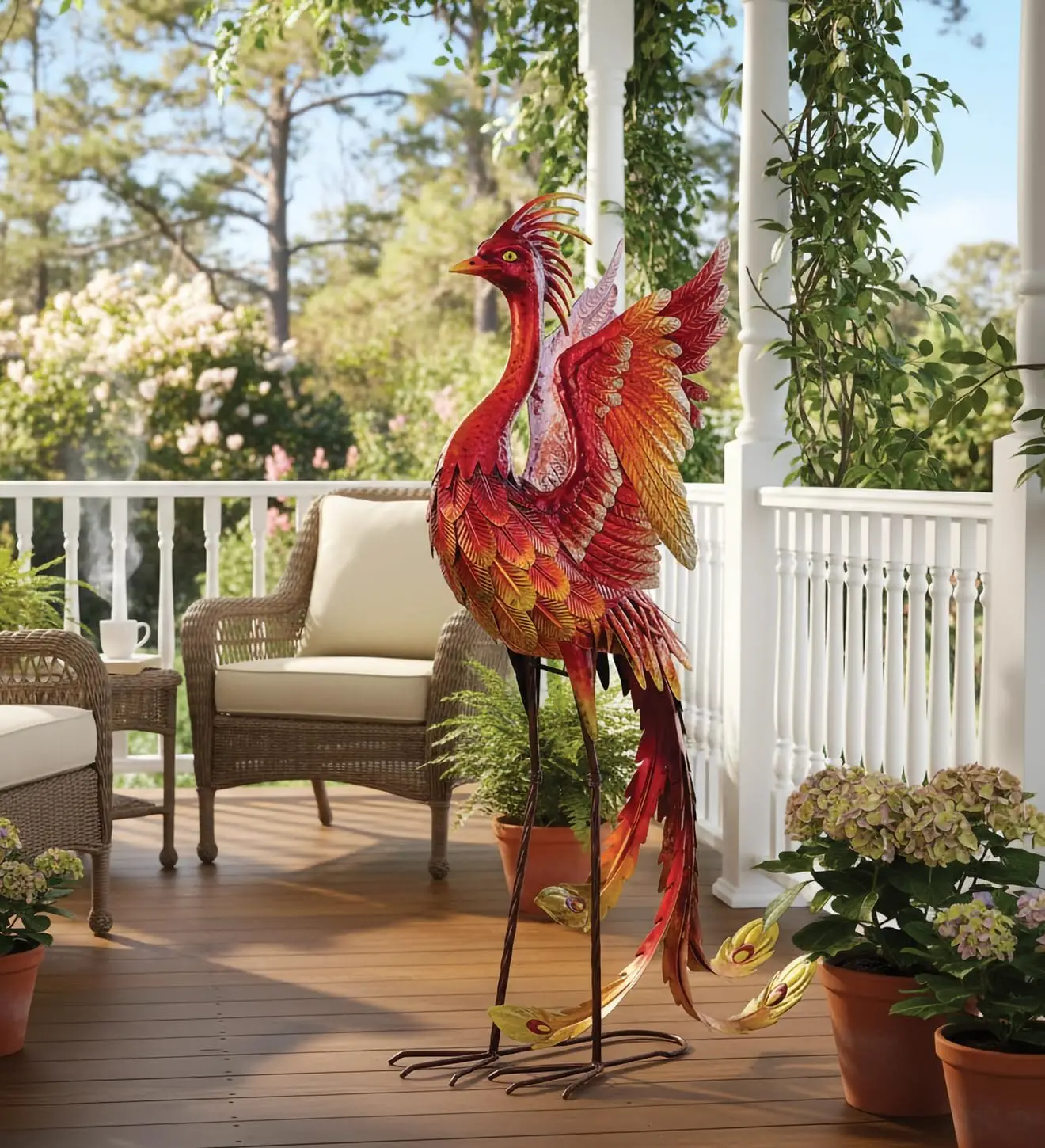 Phoenix Metal Statue – Indoor Outdoor Decorative Sculpture for Home & Garden Décor, Weather-Resistant Yard Art Figure for Patio,