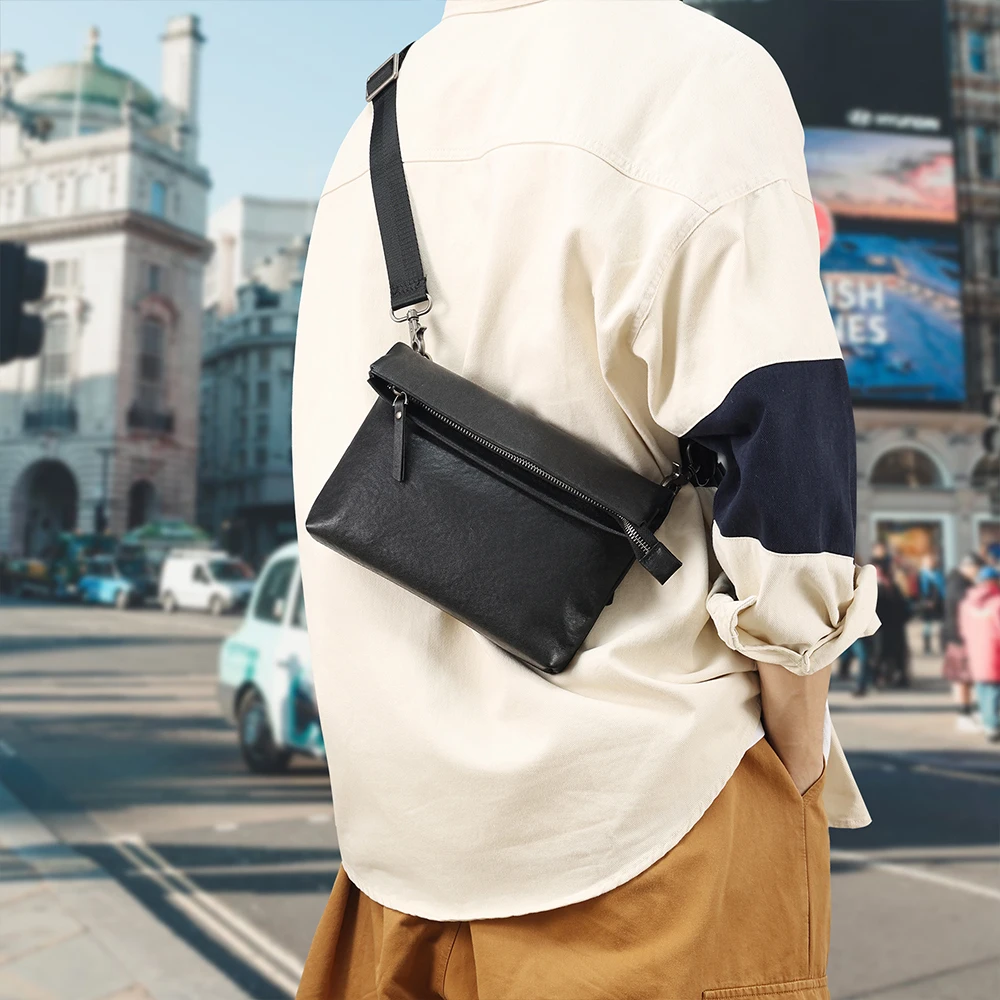New multifunctional casual men's bag cowhide crossbody small bag men's leather trendy single shoulder crossbody bag